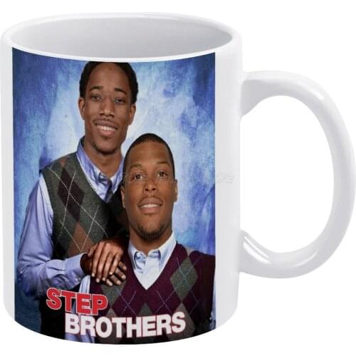 Step Brothas-DeMar And Kyle White Mug Vintage Mug New Unisex Size Mug Demar Derozan Demar Basketball Splash Brothers College Bas