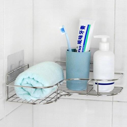 Shower Storage Rack Stable Anti-rust Convenient Corner Shelf Kitchen Sundries Tripod Bathroom Gadget Large Capacity Organizer