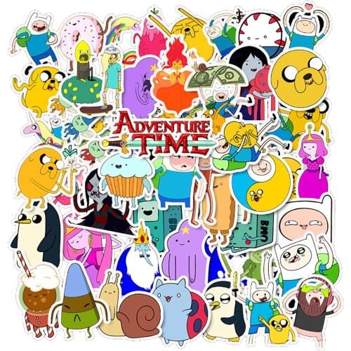 50PCS Adventure Time Cartoon Stickers Skateboard Fridge Phone Guitar Motorcycle Laptop Luggage DIY Classic Toy Kid Joke Sticker