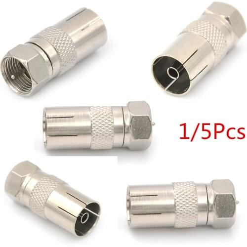 1/5pcs Durable F Type Male Plug Adapter Connector Converter To Coax Female Socket For Satellite TV DVR Coaxial Connector