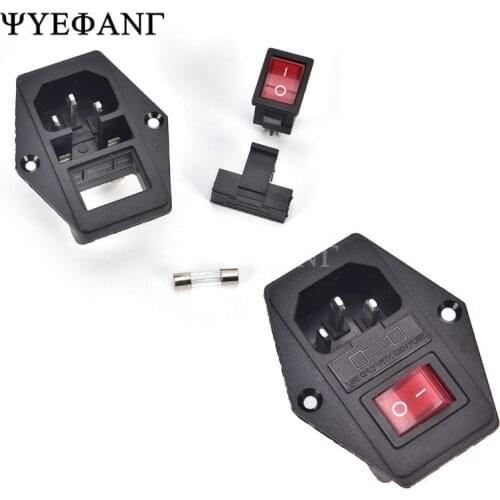 1PCS 10A 250V Male Power Socket 3 Pin IEC320 C14 Inlet Module Plug Fuse Switch