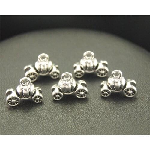 10pcs Silver Color Pumpkin Carriage Round Charm Pendant DIY Necklace Bracelet Bangle Findings 11x14mm A1931