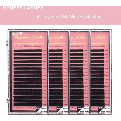 16 Lines/Tray Eyelash Extension Classic Premium Mink Natural Individual For Salon Mix Length 100% Handmade Lashes 4 Trays/Lot