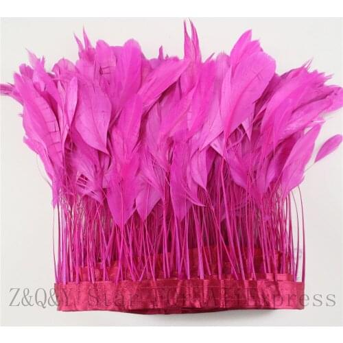 2-10 yards of natural 15-20CM (6-5 inches) tear tail hair dyed rose red DIY clothing craft accessories feather