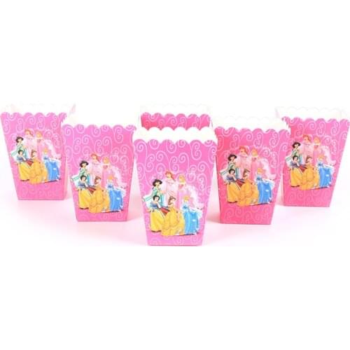 24pcs/lot Princess theme Popcorn Candy Box Girls Birthday Party Decorations Kids Favor Christmas Party Supplies