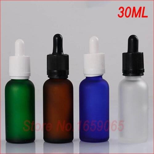30ml Cylinder Frost Glass e-liquid Refillable Bottle, 1oz cylinderical Glass Essential Oil Container W Dropper childproofcaps