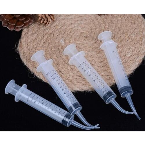 4pcs/Set Disposable Transparent Dental Irrigation Syringe With Curved Tip 12cc Dental Care