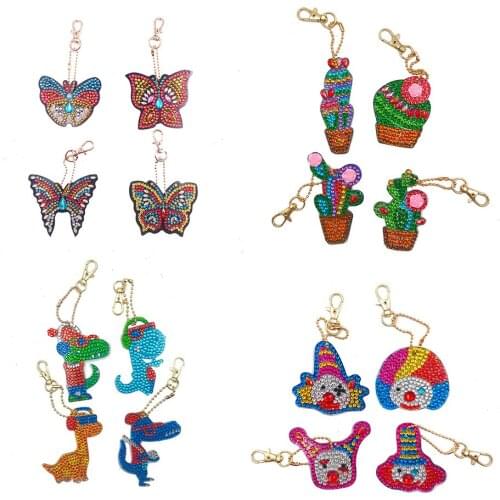 5D DIY art diamondpainting cartoon dog and butterfly key pendant diamondmosaic full embroidery cross stitch home decoration gift