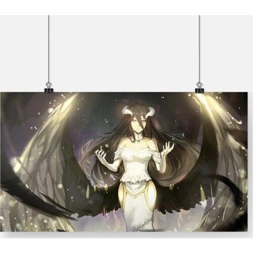 Albedo OVERLORD Anime Poster Framed Wooden Frame Canvas Painting Wall Art Decor Living Room Bedroom Study Home Decoration Prints