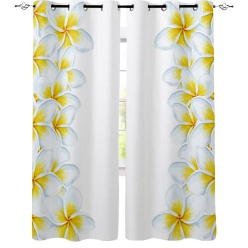 White Flower Plumeria Window Curtains for Living Room Bedroom Kitchen Modern Curtains Home Decoration Drapes Blinds