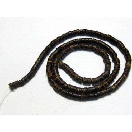 5 Strands of 22" Natural Dark Coconut Heishi Beads 5mm