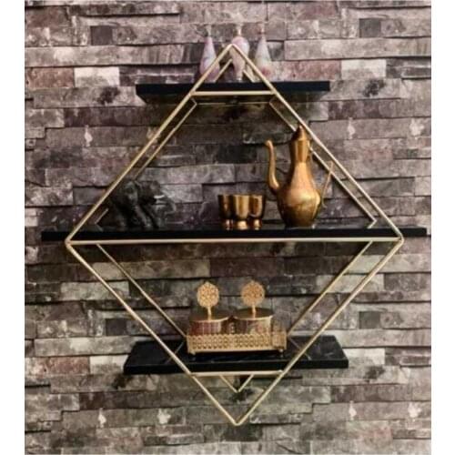 Black Marble Look Wall Rack Kitchen Bathroom Rack Bookshelf Regulator