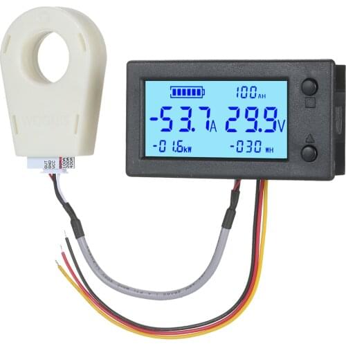 DC 5V~90V Digital Voltmeter Ammeter Gauge Battery Capacity Electric Energy Monitor 5-in-1 Voltage Amp Power Watt-Hour Meter LCD