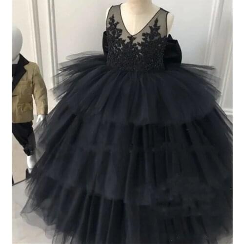 Flower Girl Dress Spaghetti Rhinestone Applique Wedding Party Tulle Ball Gown Sleeveless Floor Length Princess Girl Dresses