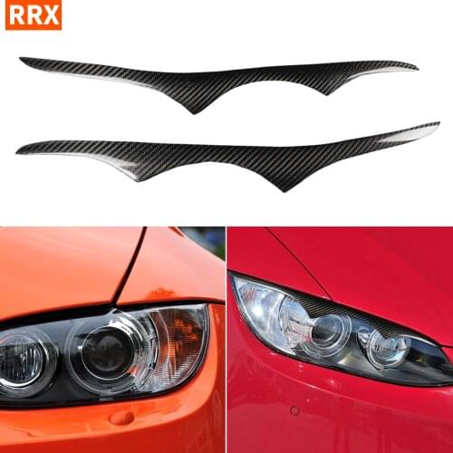 For BMW E92 E93 3 Series E92 M3 Coupe 2006-12 Carbon Headlight Eyebrow Cover Sticker Head Lamp Eyelid Overlays Trim Car styling