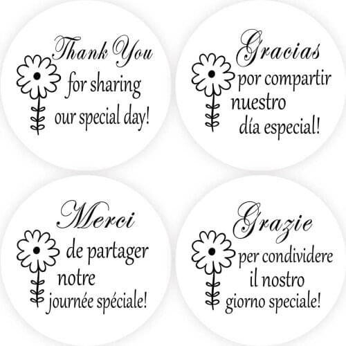 DouxArt 100 Pieces 40mm Thank You for sharing our special day Stickers Seals, Wedding Party Decoration Communion Baptism Labels