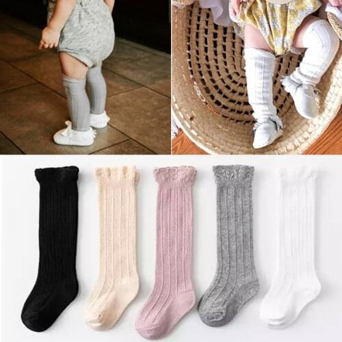 0-3Years Newborn Baby Girls Boys Knee High Socks Tube Ruffled Infant Toddlers Knitted Socks Childrens Long Socks For Girls