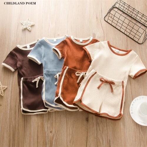 Baby Clothing Set Summer Newborn Baby Girls Boys Clothes Knitted Toddler Baby Outfits Baby Romper + Shorts Tracksuits Sets