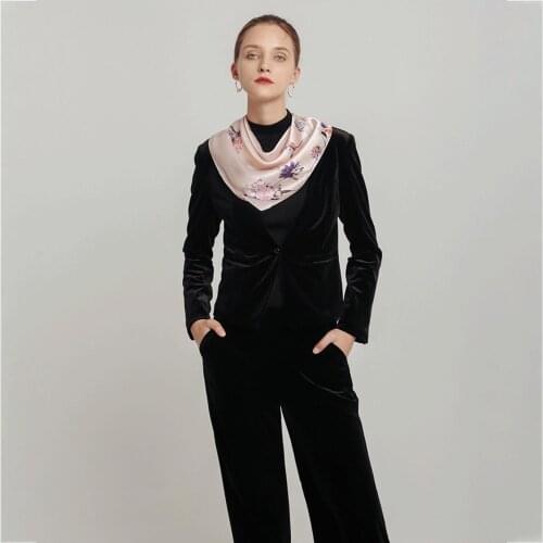 Square Silk Scarf Satin kerchief Small Flowers Printing Mulberry Silk Natural Womens Elegant Lady Fashion Accessories