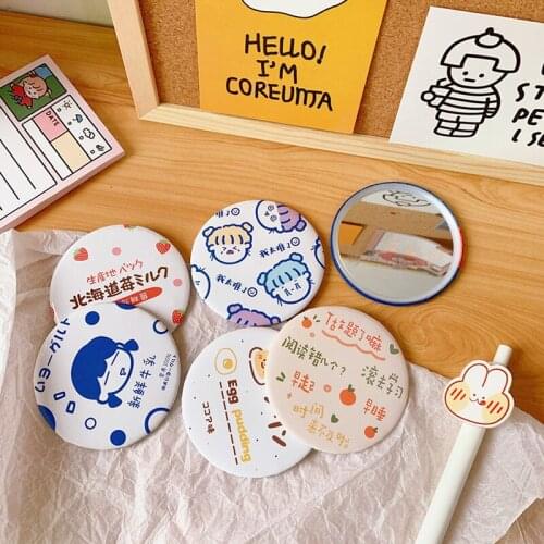 1Pc Cute Cartoon Portable Small Round Mirror Mini Makeup Mirrors Make Up Tools Suitable for anyone Size About 68mm