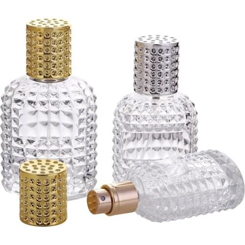 30ml 50ml Thick Glass Refillable Perfume Pineapple Bottle Sprayer Pump Gold Sliver Cap Empty Container Perfume Bottle With Spray