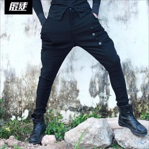 M-3xl Slim Pants Tide Men Harem Pants Stovepipe Pants Casual Pencil Pants Hairstylist Nightclub Costumes Autumn And Winter