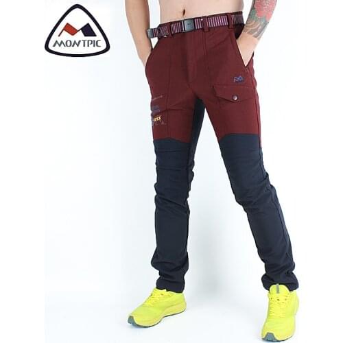 MONTPIC Men`s outdoor slim soft shell waterproof windproof hiking pants mens Camping Trekking cycling breathable Elastic Pants