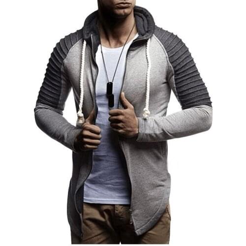Mens Striped Cardigan Hoodies Seatshirts Man Spring Autumn Casual Zipper Patchwork Hooded Sweatshirt Male Hip Hop Streetwear