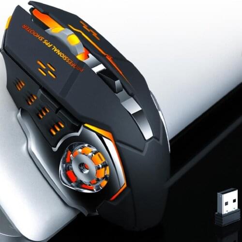 Wireless Gaming Mouse Rechargeable 2400 DPI 7 Color Breathing Backlight Mice for PC Gamers