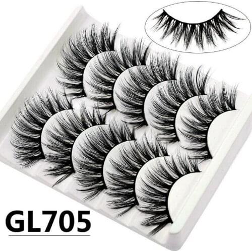 5 pairs Handmade Cotton Stalk Water Mink False Eyelashes Cross Messy Dense Natural Eye Lashes Stage Makeup False Eyelashes GL705