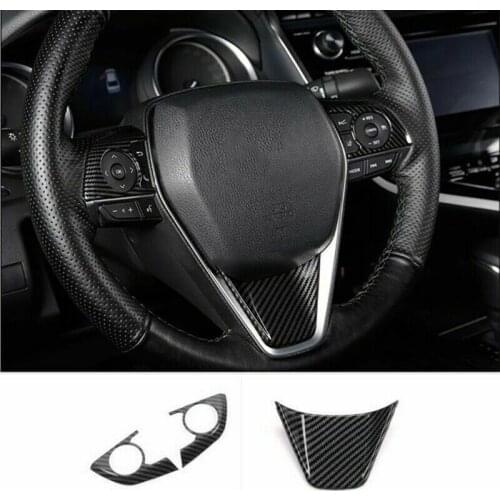 Steering Wheel Button Cover Sticker Inner Decoration ABS Trim for Toyota Camry 2018 2019 2020 3pcs/Set