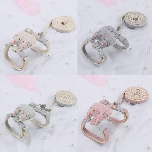 Nylon Dog Cat Collar Harness Walking Lead Leash And Adjustable Pet Traction Harness Belt For Small Pets