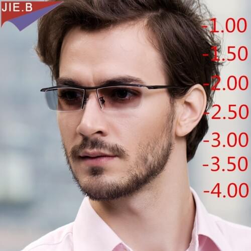 2020 New fashion commercial mens women photochromic alloy glasses TR90 frame finished sunglasses myopia glasses