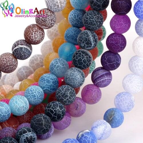 Olingart 6MM/8MM/10MM Round Matte multicolor Frost Agates Natural Semi-precious stones Loose Beads DIY necklace Jewelry Making