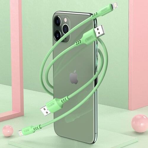 Original Liquid Silicone USB Cable For iPhone 12 11 Pro Max X XR XS 8 7 6S SE 5s iPad Fast Data Charging Charger Cable Wire Cord