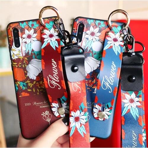 Wrist Strap Floral Case For Huawei P40 P30 P20 Mate 20 30 Pro Honor 10 20 Lite 8X 10i 20i Y9 Prime PSmart 2019 Case With Lanyard