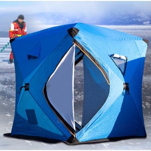 Portable Ice Fishing Shelter 3-4 People Quick-open Winter Camping Tent Waterproof Windproof Outdoor Cotton Warm Ice Fishing Tent