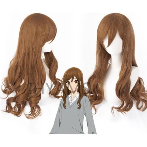 Anime Hori-san to Miyamura-kun Hori Kyouko Cosplay Wig Long Brown Synthetic Hair Carnival Halloween Party Props +Free Wig Cap