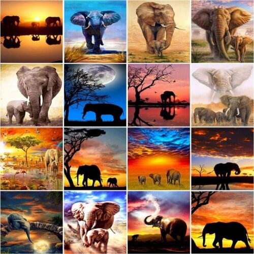 SDOYUNO Adult Coloring By Numbers DIY Oil Painting By Numbers On Canvas Elephant Animal Home Decoration Handpainted Gift
