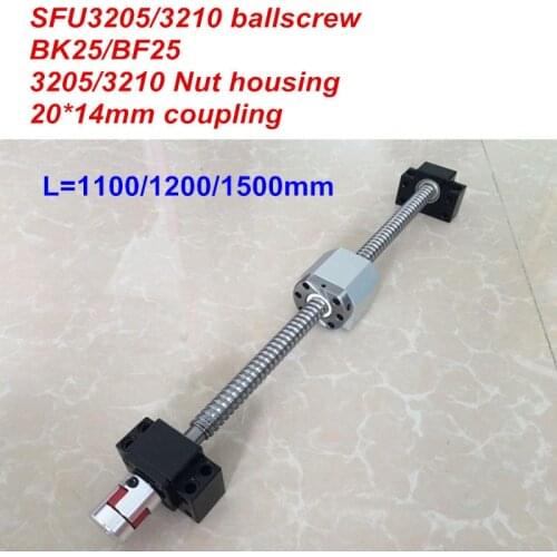 SFU3205 / SFU3210 1100mm 1200mm 1500mm ballscrew + BK25/BF25 + Nut housing + 20*14mm Coupler CNC parts