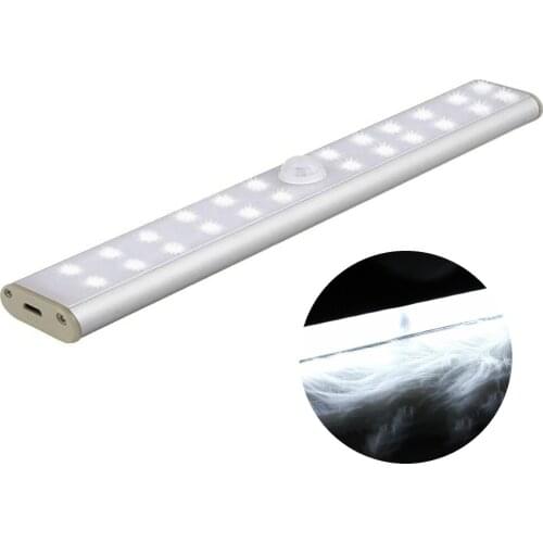 20 LEDS LED Motion Sensor Light Cupboard Wardrobe Bed Lamp USB Recharge LED Under Cabinet Night Light For Closet Stairs Kitchen