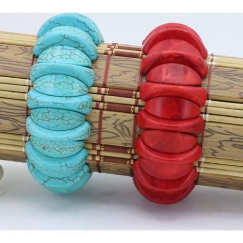 Turkey stone 12x28mm elastic bracelet multi element collocation(a set of two colors)DIY women beautiful jewelry wholesale