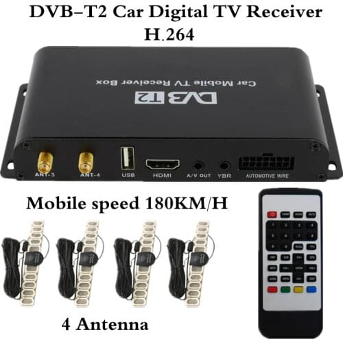 4 tuner mobile DVB-T2 Car digital tv box car dvb-t2 tv receiver speed up to 180km/h for Russia Kenya Thailand Singapore Colombia