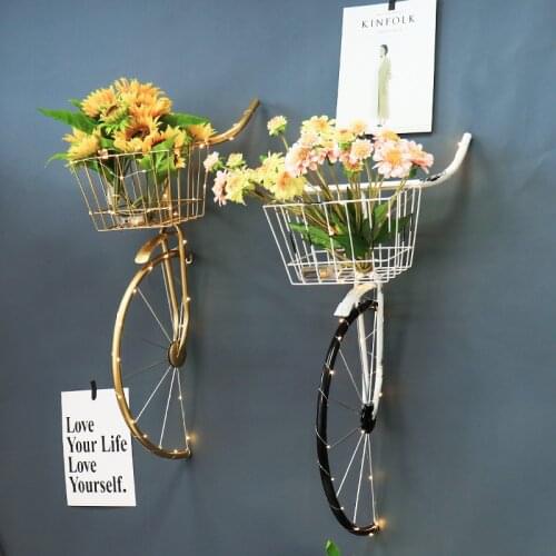 38x41x80cm Bicycle Rack Nordic Style Bar Milk Tea Shop Barber Shop Restaurant Wall Decoration Flower Stander Bronze Retro Design