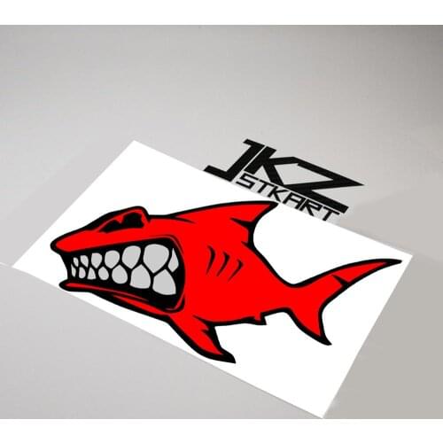 Sticker Vinyl Die Cut Printed Reflective Decals Cartoon Angry Shark 15cm x 11cm for ATV Motor Bike Laptop Helmet Sticker