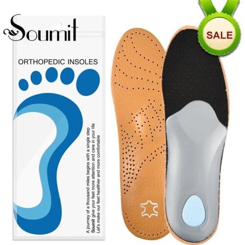 High Quality Leather Orthotic Insoles for Men Women O/X Leg Arch Support Orthopedic Corrector Inserts Sneakers Foot Care Cushion