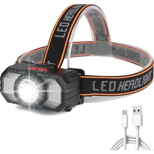 XPE + SMD LED Headlamp Waterproof USB Rechargeable Head Light Portable Torch for Outdoor Night Fishing Hiking Lighting