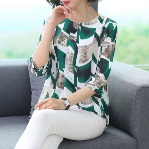 Womens Blouse Fashion 2021 New Spring Casual Silk Shirts Women Printed Blouse Shirt Tops Party Girls Blusas Femininas X126