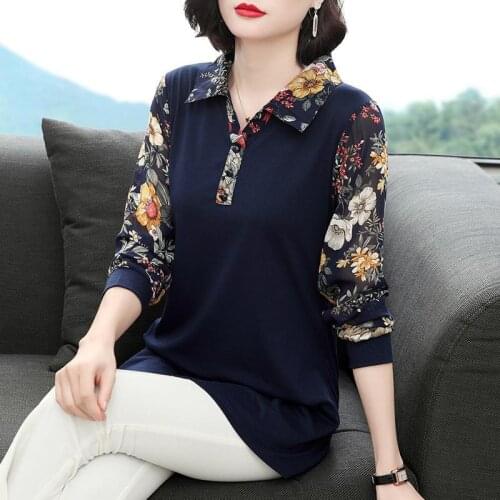 Women Spring Autumn Style Blouses Shirts Lady Casual Long Sleeve Patchwork Turn-down Collar Blusas Tops ZZ0336