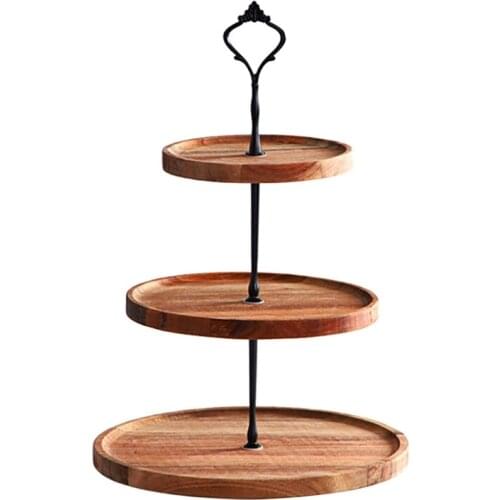 1Pcs Three Tier Dessert Trays Multifunctional Wooden Fruit Dishes and Living Room Candy Trays and Home Decoration
